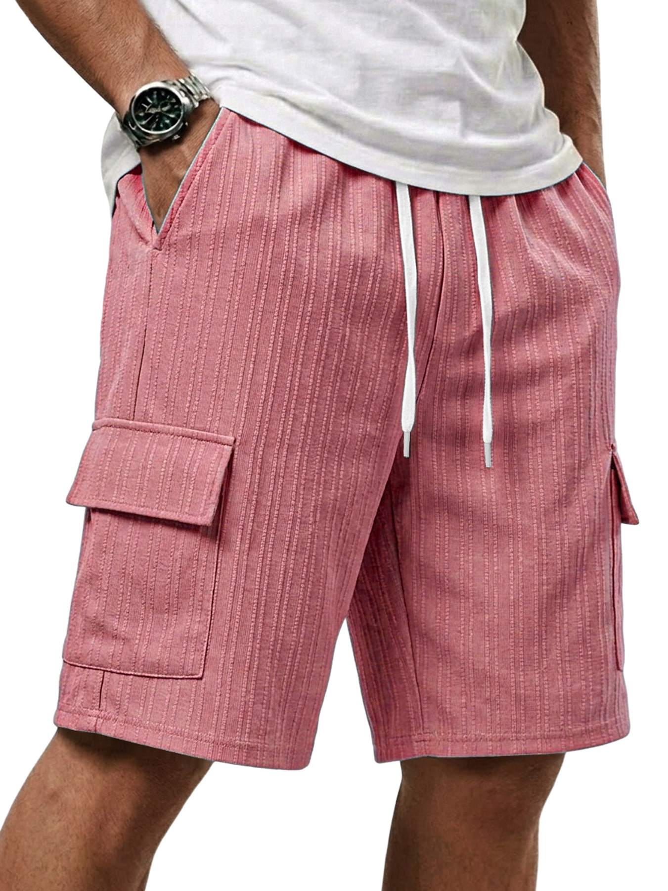 Men's Jacquard Textured Multi-pocket Casual Loose Shorts