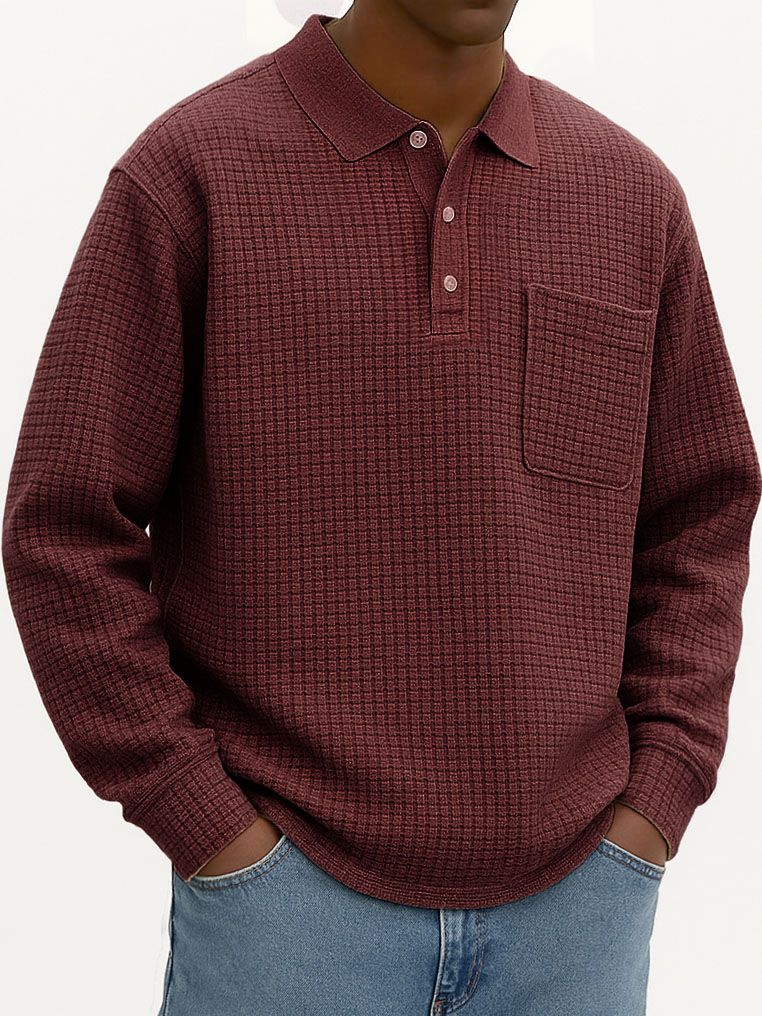 Men's Fashionable Casual Corn-patterned Corduroy Lapel Pocket Polo Shirt