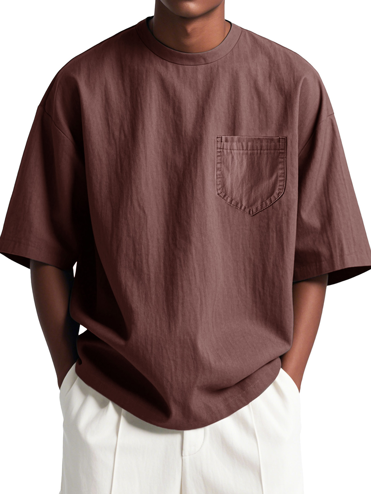 Men's Fashion Casual Loose Pocket Short Sleeve T-Shirt