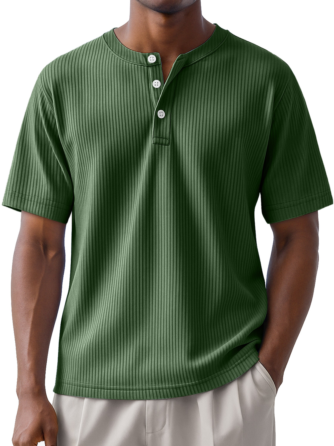 Men's Daily Striped Casual Short Sleeve Henley Shirt