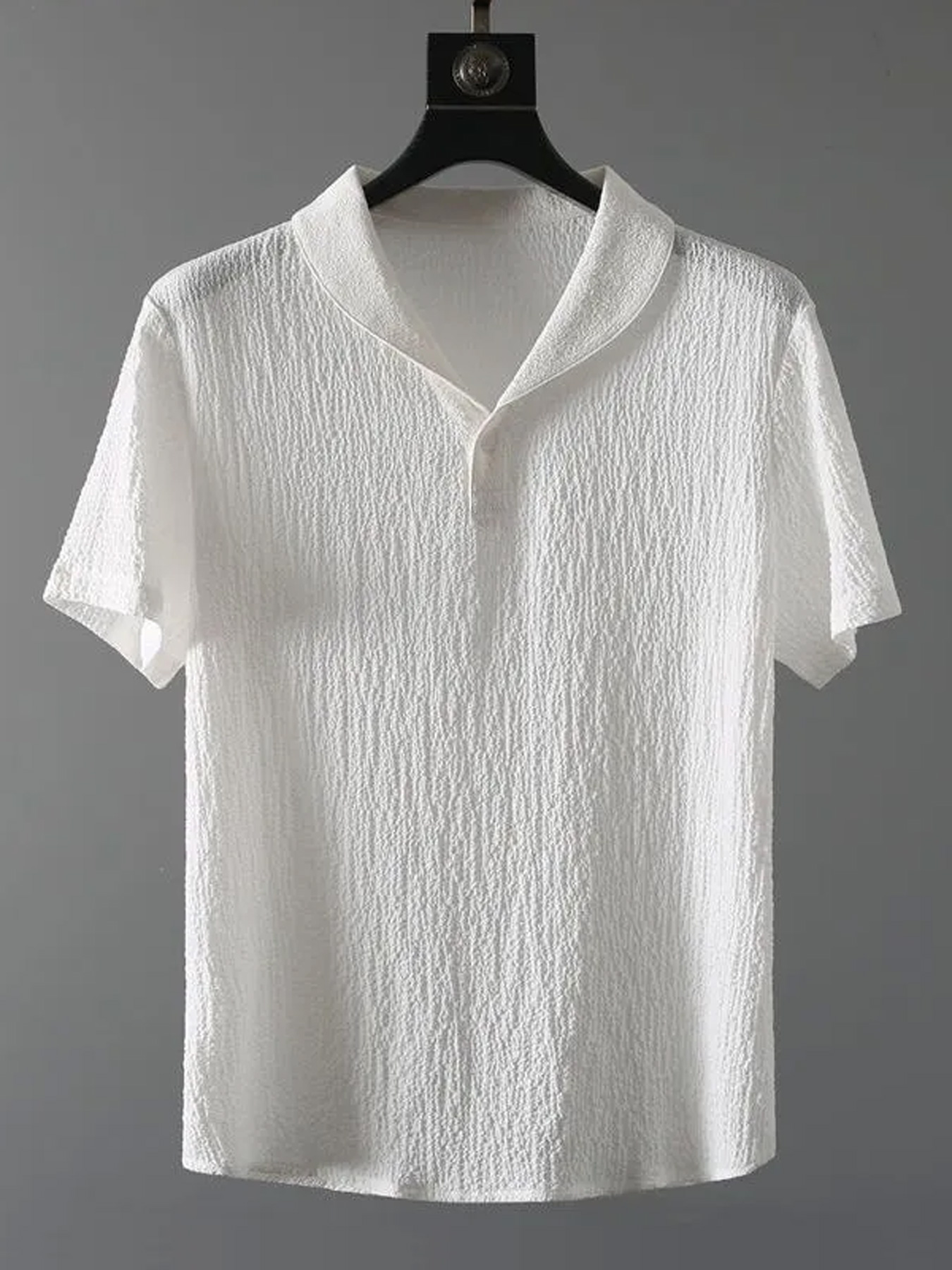 Men's Old-fashioned Style Small Collar Wrinkled Casual Short-sleeved Polo Shirt