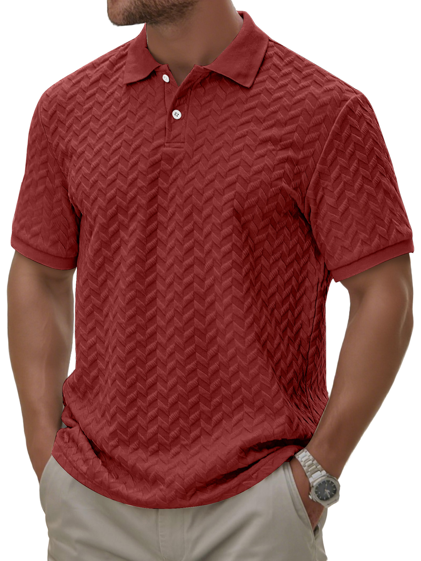 Men's Daily Texture Casual Lapel Button Comfortable Short-sleeved Polo Shirt