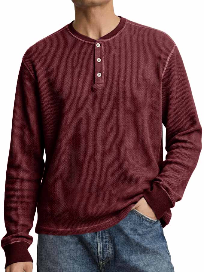 Men's Stylish Casual Long-sleeved Henley Shirt