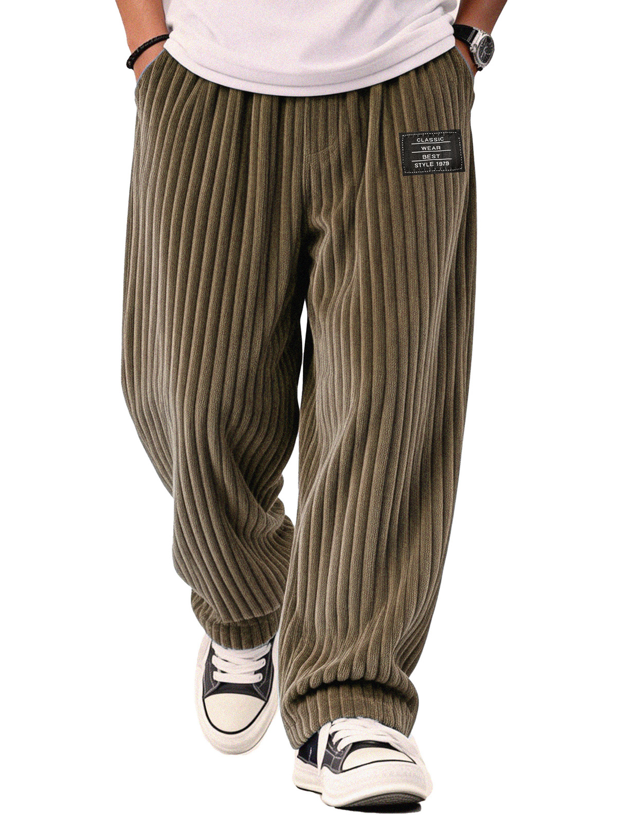 Stylish Casual Loose Corduroy Fabric Pocket Tether Pants