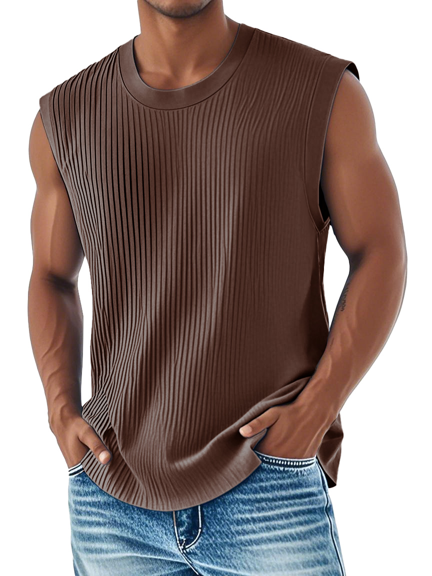 Men's Fashion Casual Comfortable Ribbed Fabric Sleeveless T-shirt