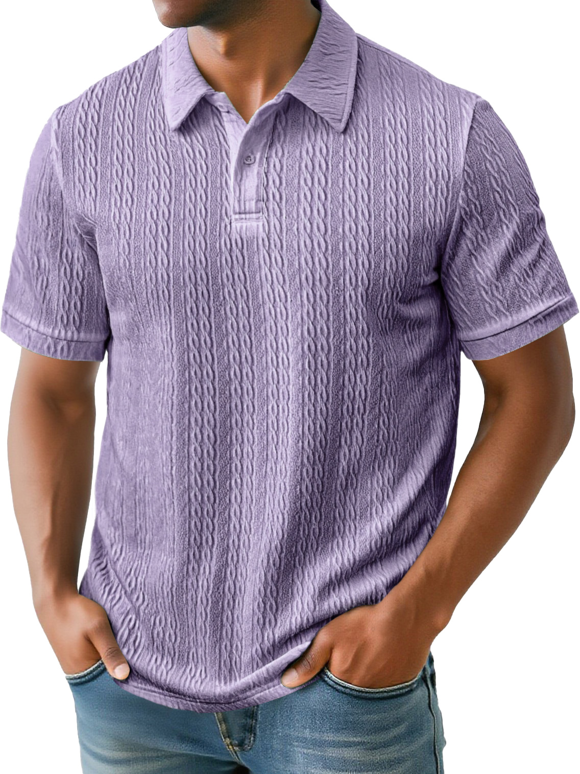 Men's Daily Simple Texture Lapel Button Casual Solid Color Short-sleeved Polo Shirt