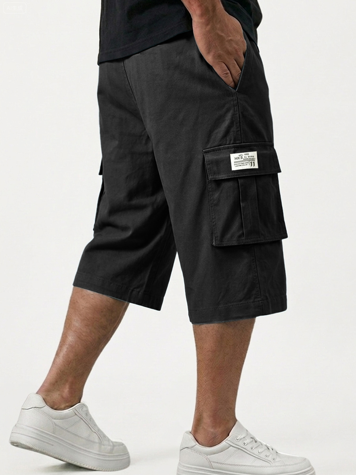 Men's Camouflage Multi-pocket Embroidered Logo Casual Work Shorts