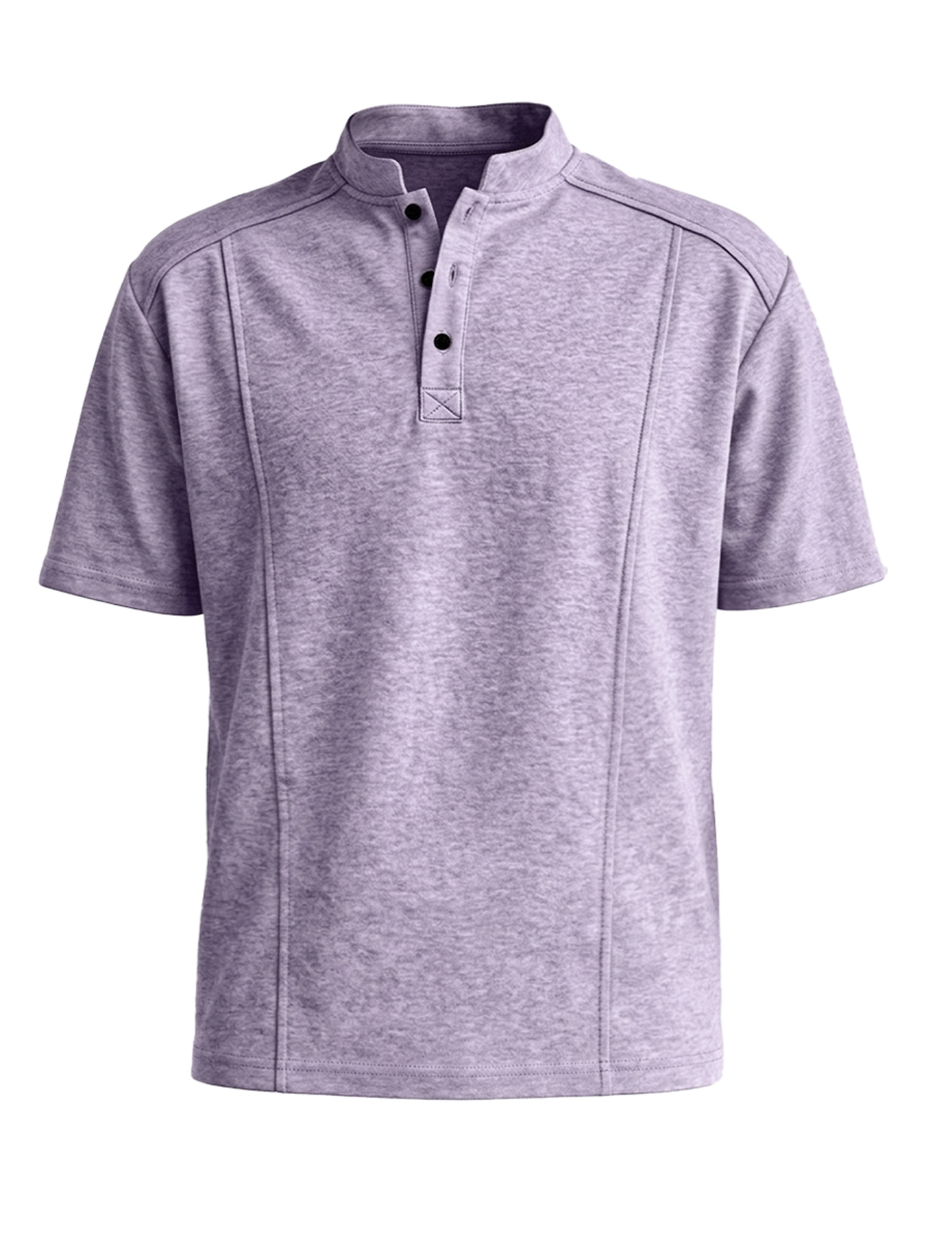Men's Stand-up Collar Button-down Design Casual Short-sleeved Henley Shirt