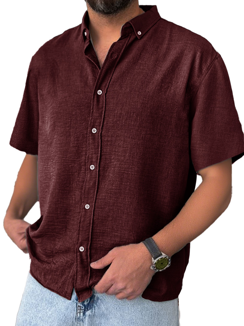 Men's Stylish And Comfortable Everyday Texture Fabric Short-sleeved Lapel Shirt