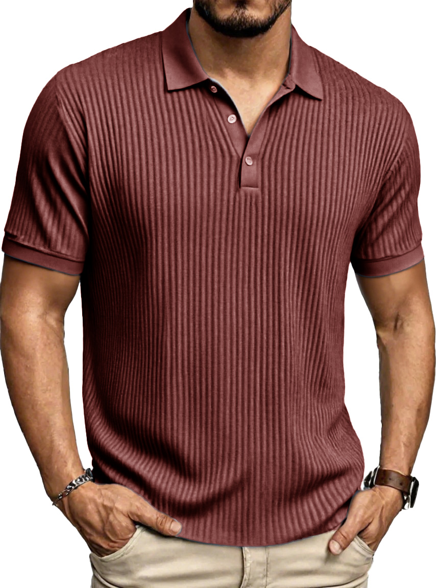 Men's Fashion Daily Striped Fabric Pocket Lapel Polo Shirt