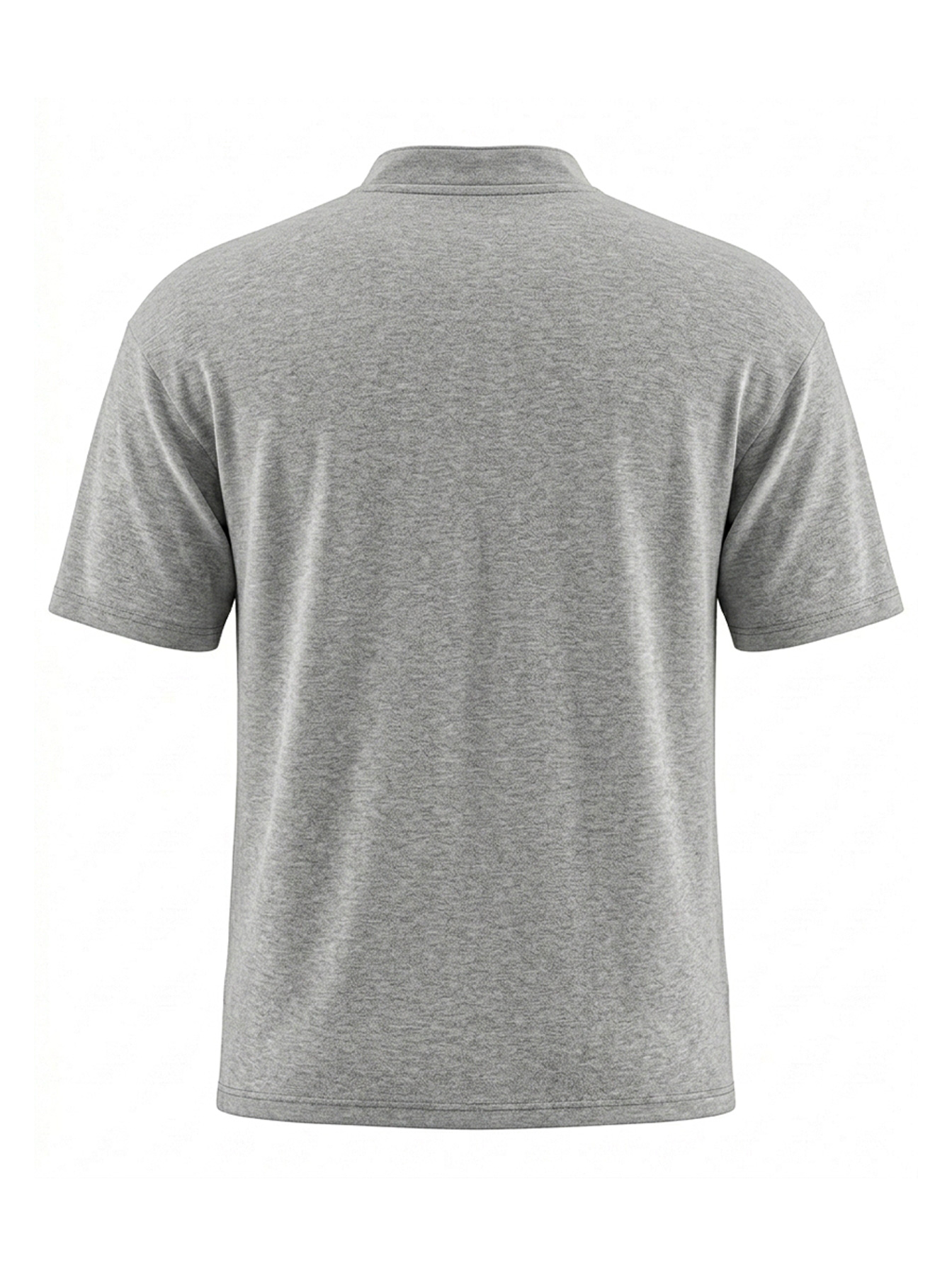 Men's Casual Short-Sleeve Henley Shirt with Stand Collar and Button Accents
