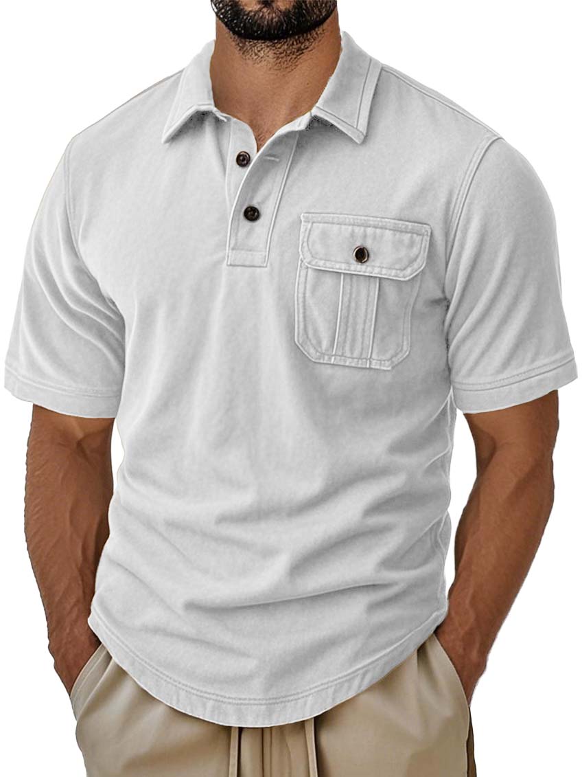 Men's Retro Fashion Workwear Lapel Short-sleeved Polo Shirt