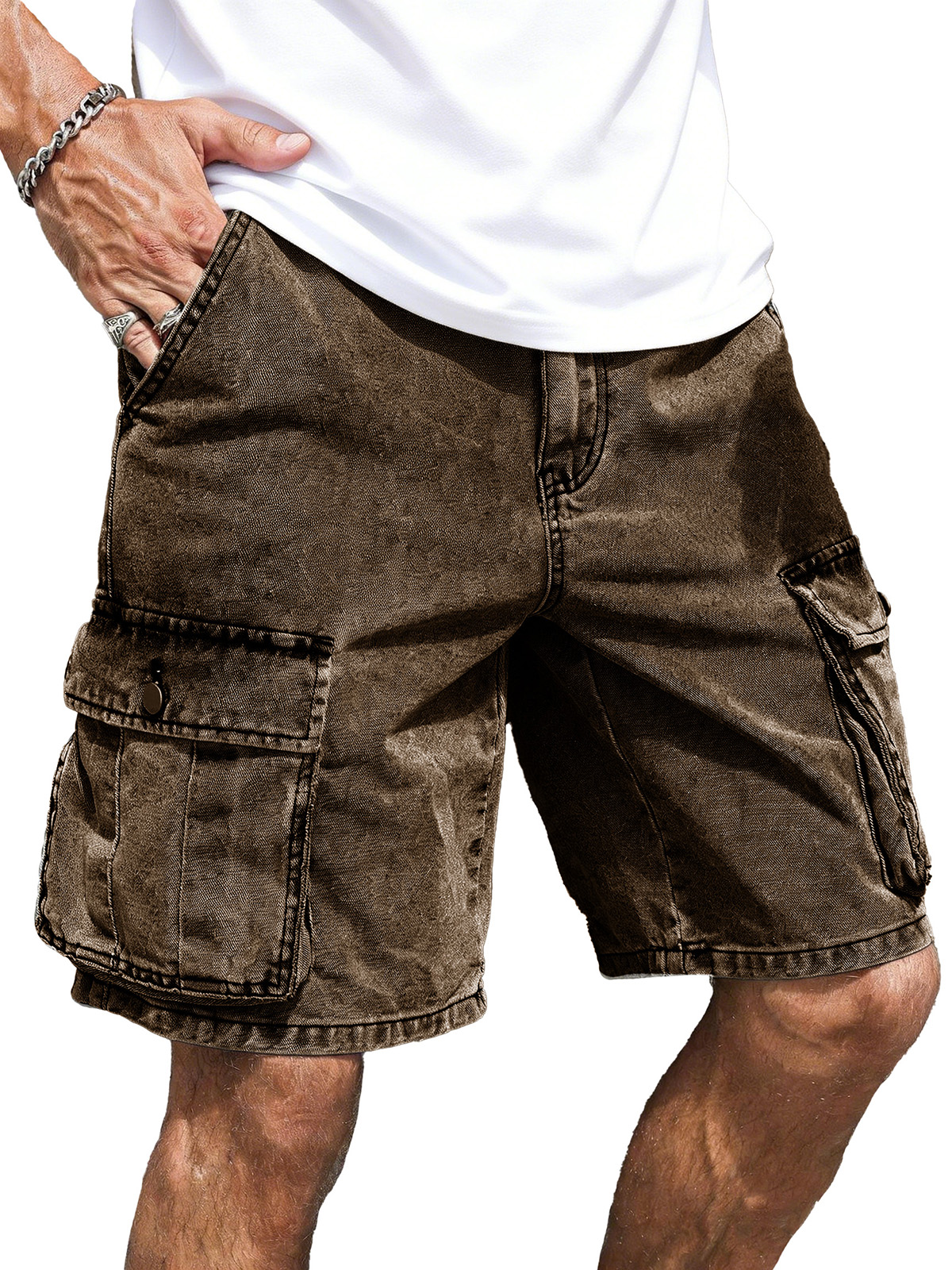 Men's Fashion Retro Loose Multi-Pocket Cargo Shorts