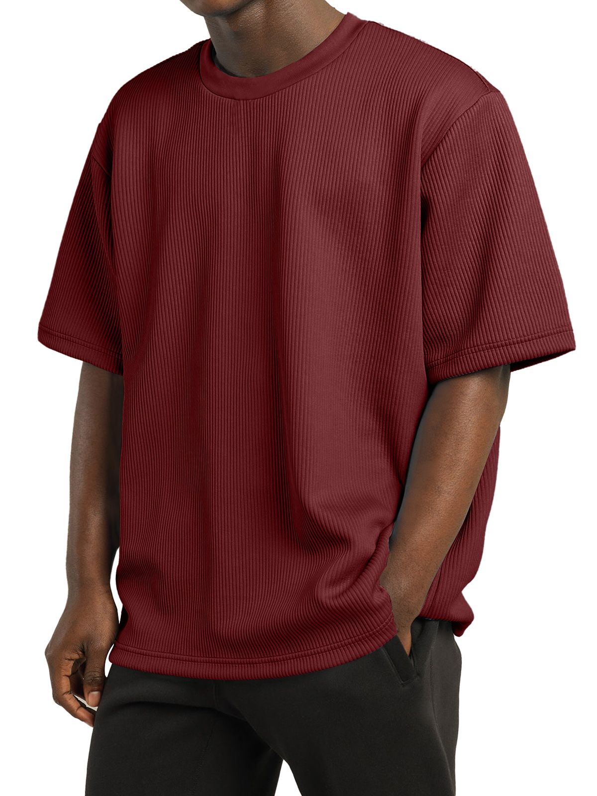 Men's Casual Pit Round Neck Solid Color Short-sleeved T-shirt