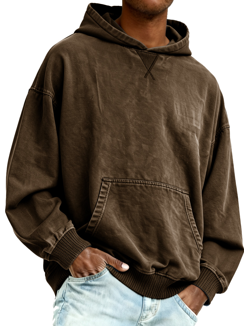 Men's Vintage Fashion Distressed Long-sleeved Hooded Sweatshirt