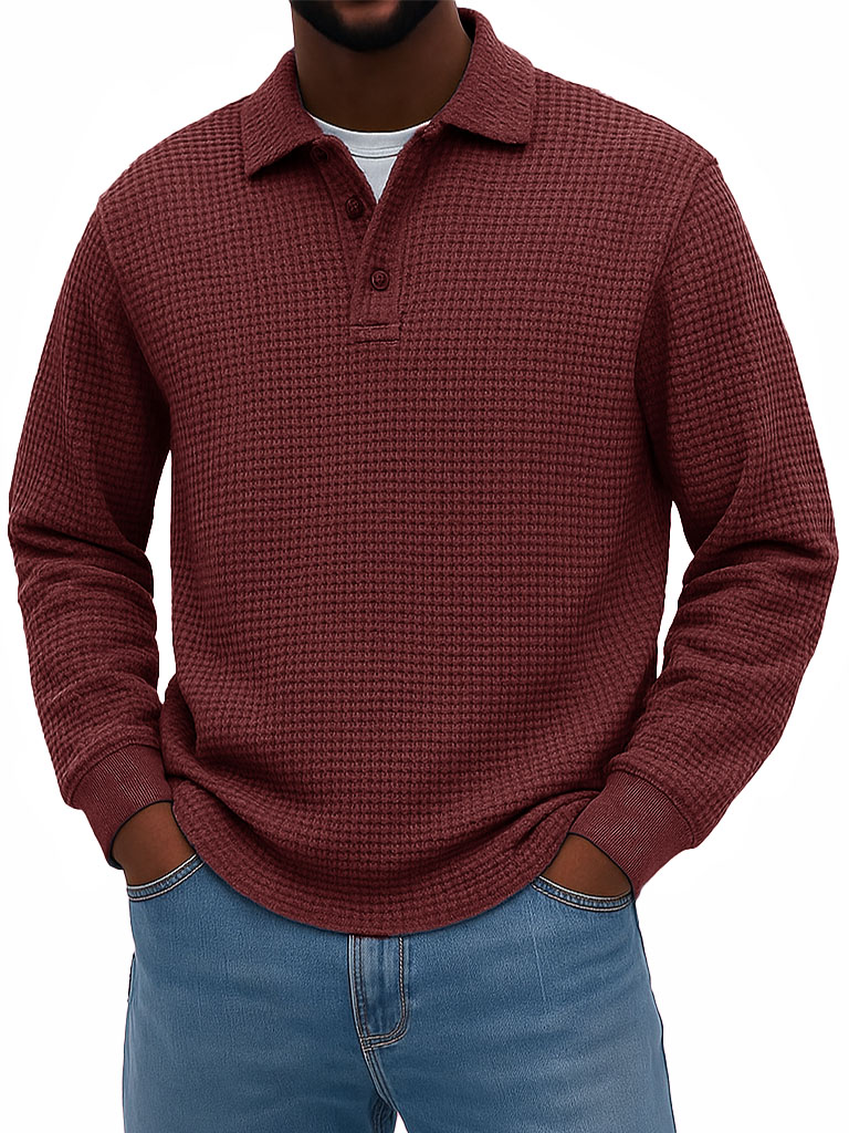 Men's Stylish Casual Corduroy Lapel Long-sleeved Polo Shirt