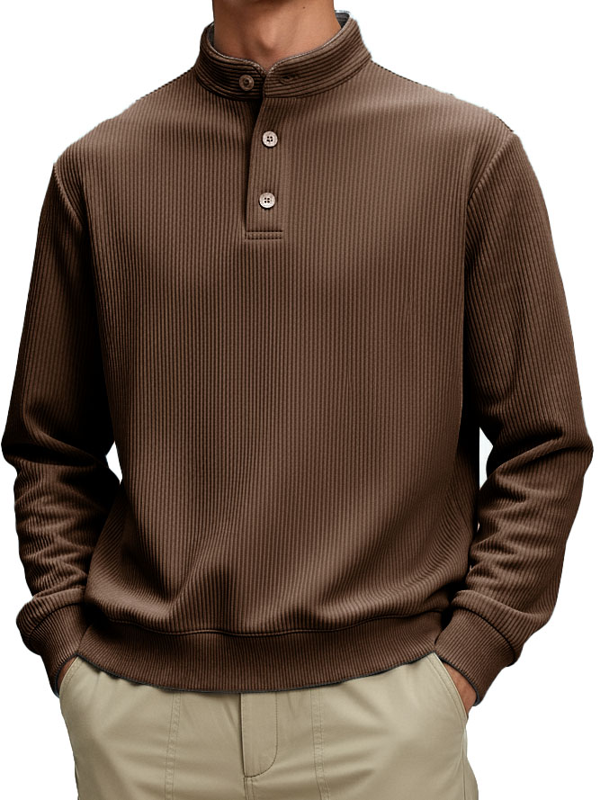 Men's Fashionable Casual Retro Stand Collar Long-Sleeved Top