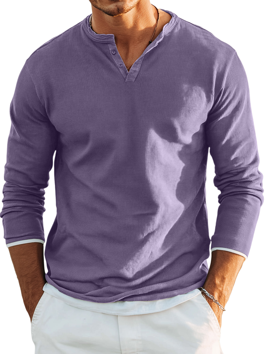 Men's Retro Casual Button Up Comfortable Solid Color Short Sleeve Henley Shirt