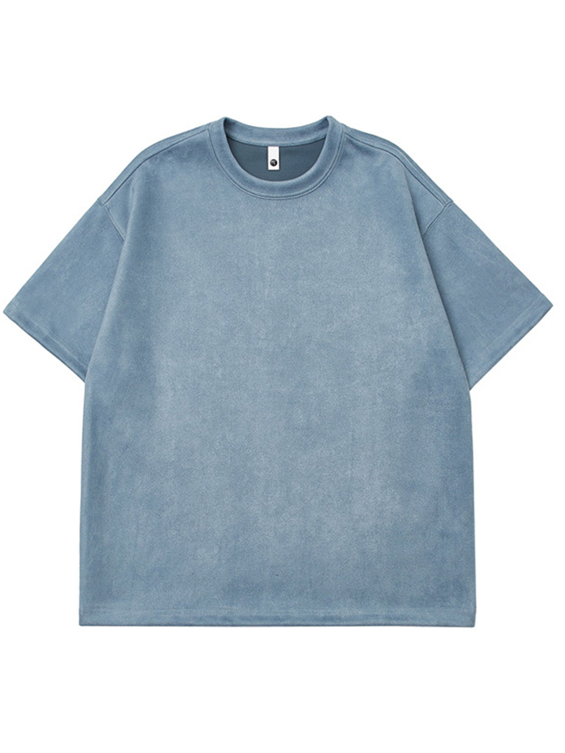 Men's Daily Round Neck Suede Casual Comfortable Short-sleeved T-shirt