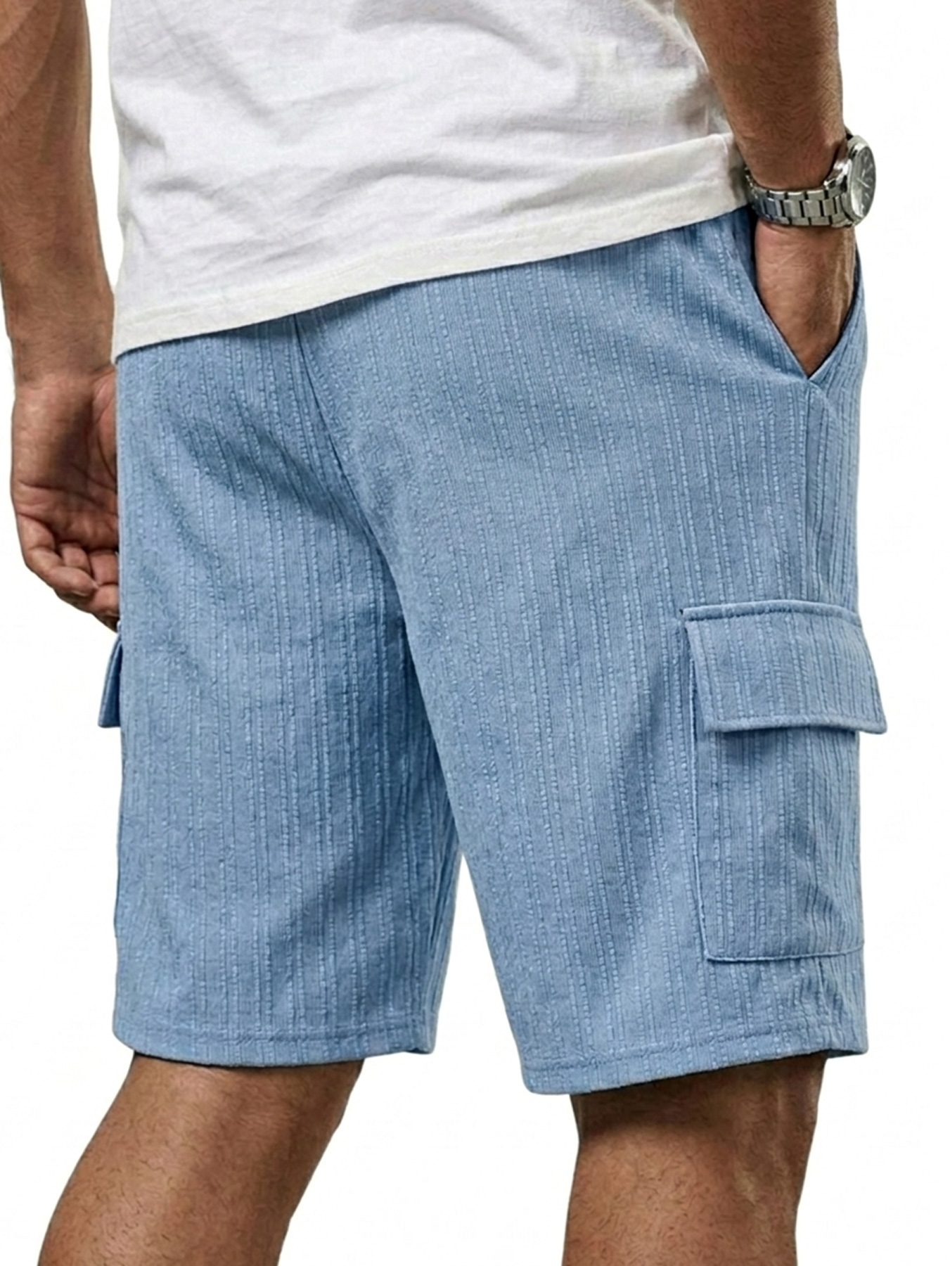 Men's Jacquard Textured Multi-pocket Casual Loose Shorts