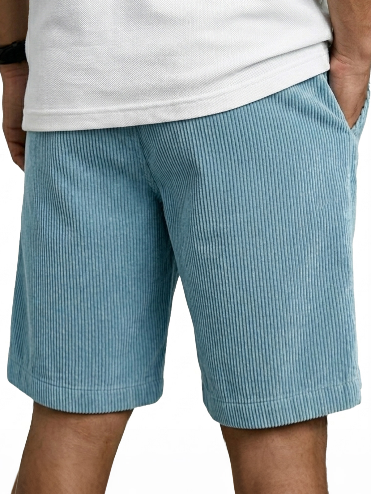 Men's Retro Corduroy Embroidered Label Casual Shorts