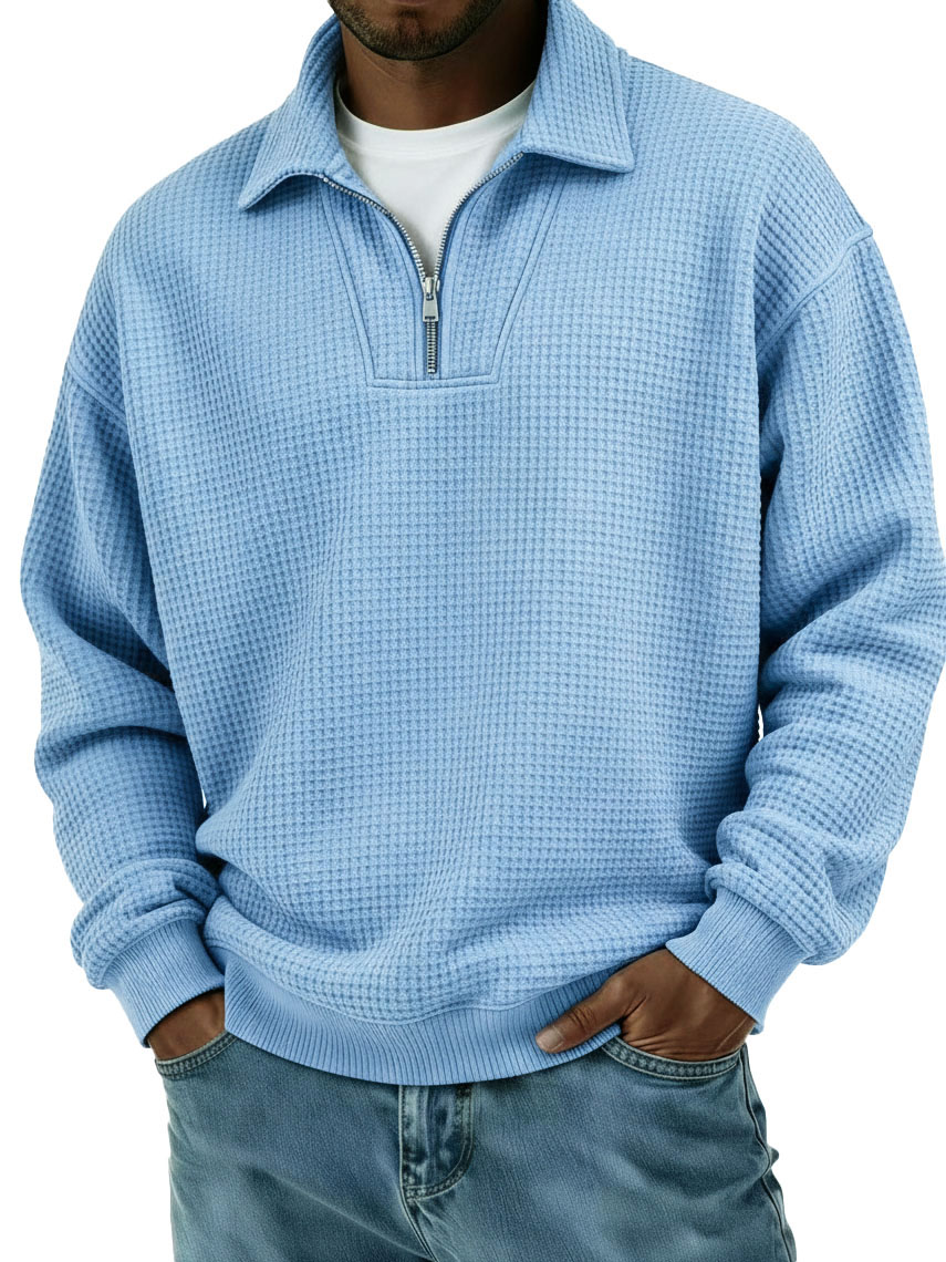 Men's Stylish Casual Loose-fitting Zippered Lapel Long-sleeved Sweatshirt