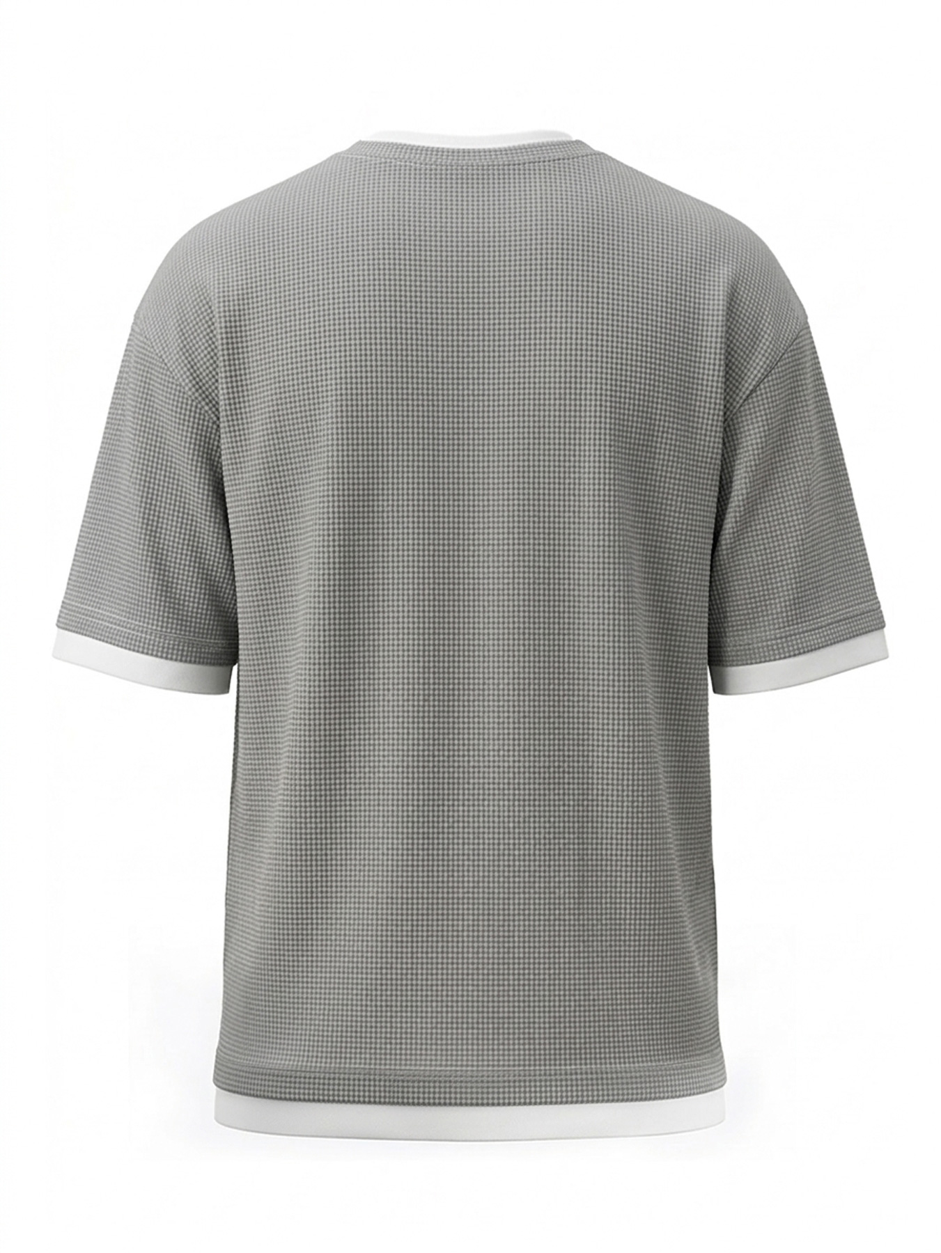Men's Casual Crew-Neck Solid-Color Textured Short-Sleeve T-Shirt