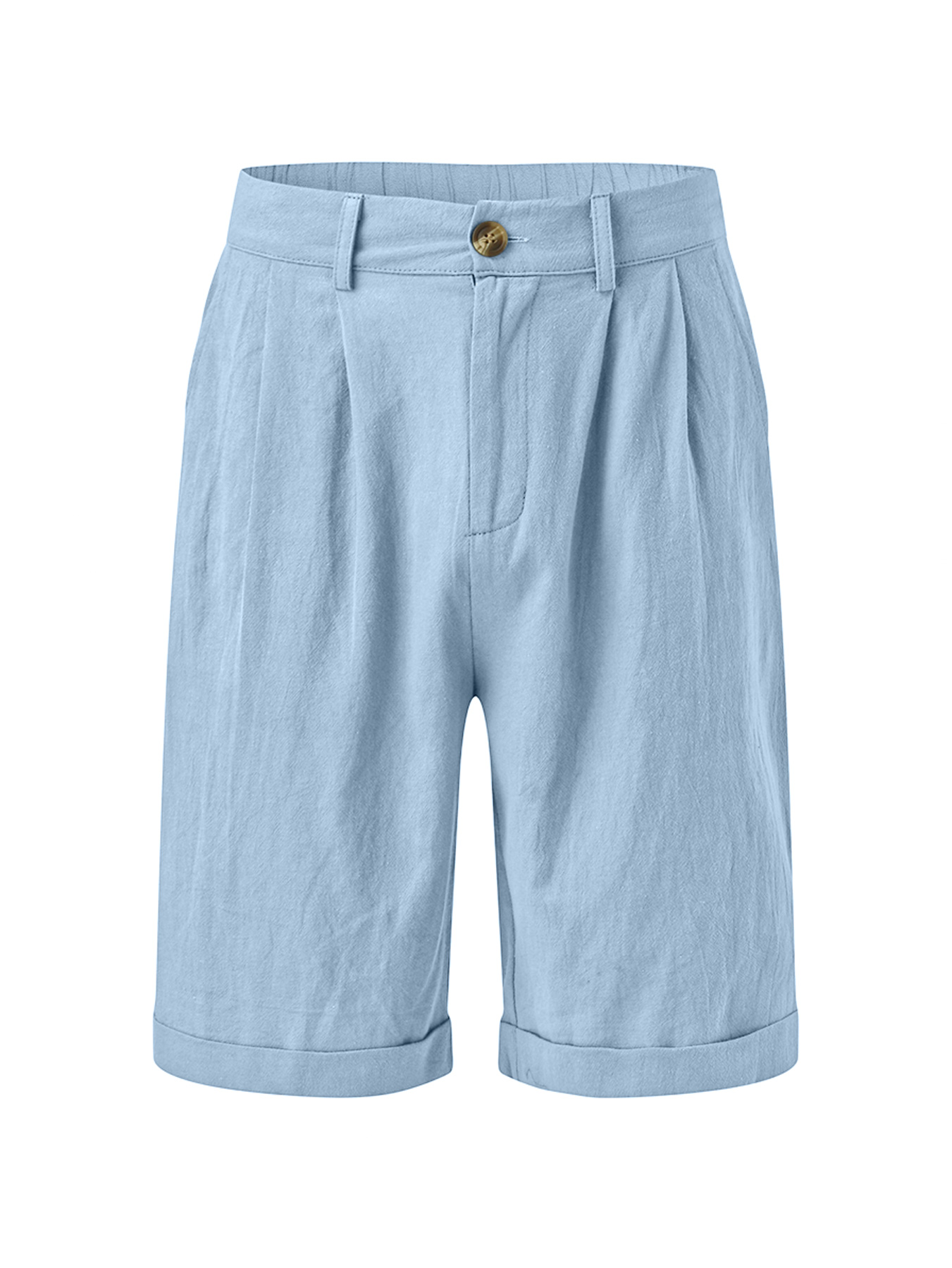 Men's Basic Cotton And Linen Button Casual Comfortable Shorts