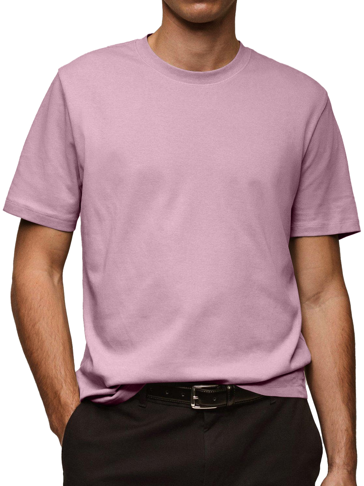 Men's Daily Pure Cotton Round Neck Casual Solid Color Short-sleeved T-shirt