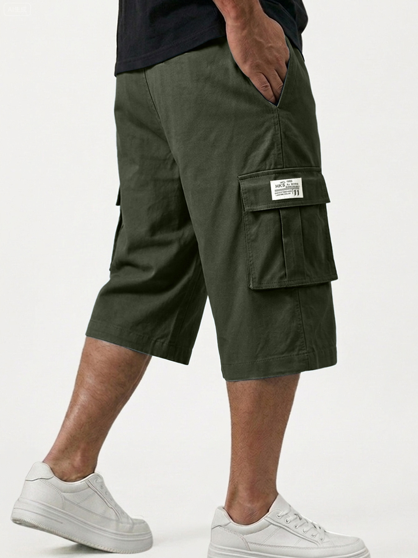 Men's Camouflage Multi-pocket Embroidered Logo Casual Work Shorts