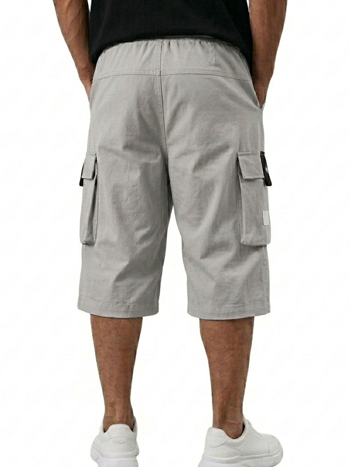 Men's Casual Multi-pocket Embroidered Logo Capri Cargo Shorts