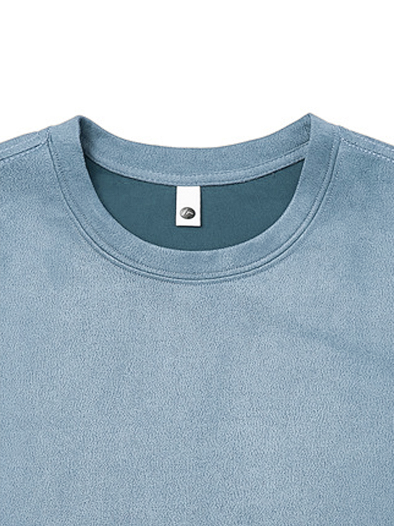 Men's Daily Round Neck Suede Casual Comfortable Short-sleeved T-shirt