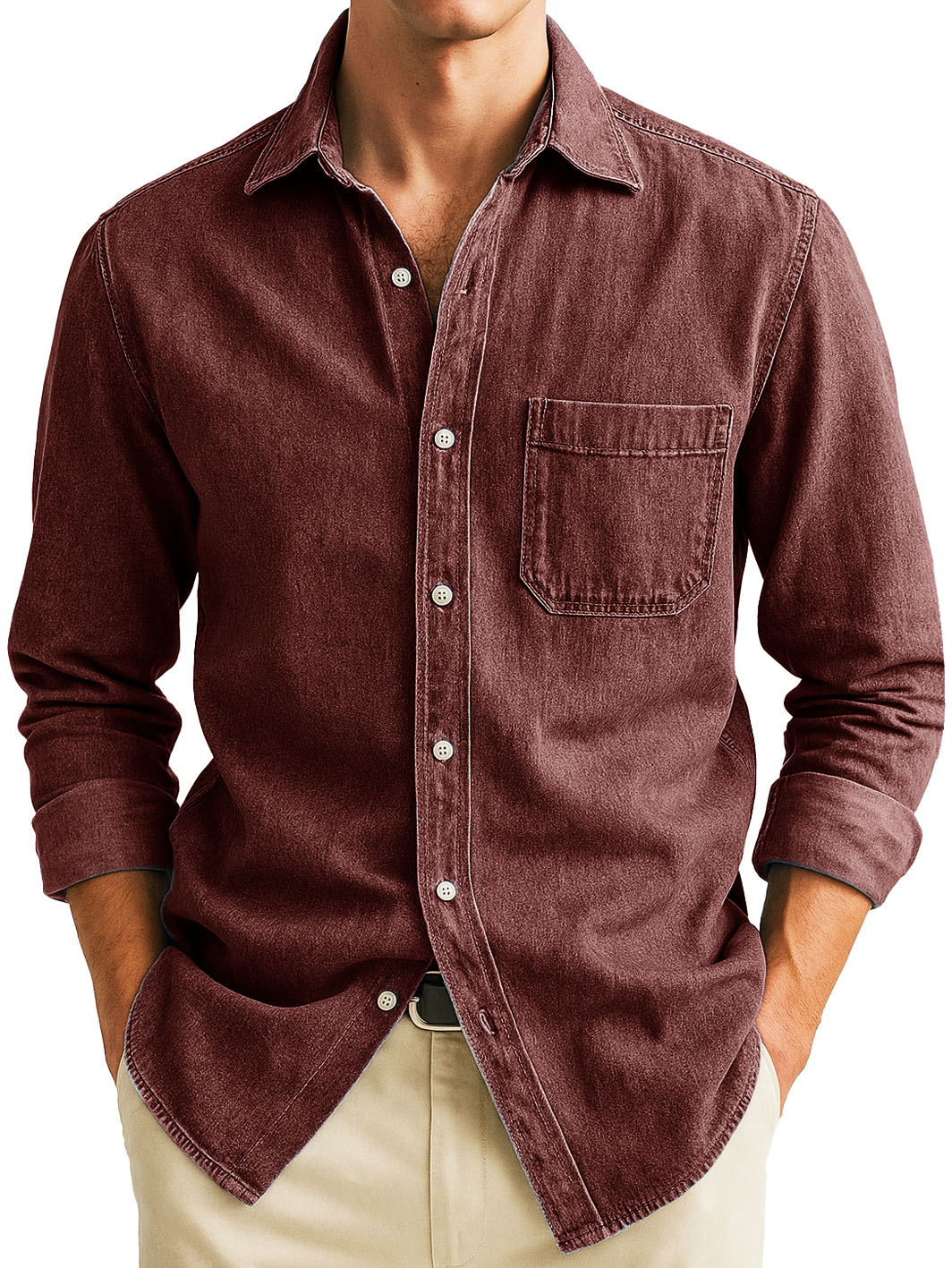 Men's Stylish Casual Retro Outdoor Pocket Long-sleeved Lapel Polo Shirt