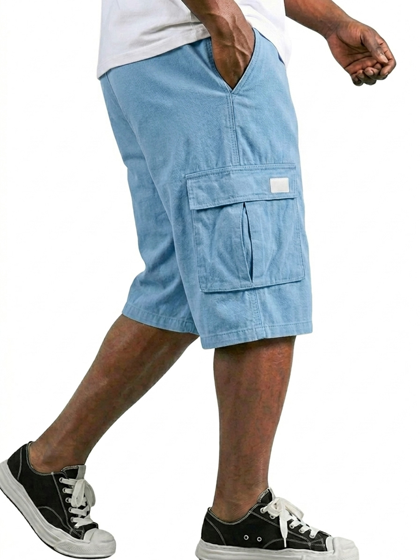 Men's Pure Cotton Multi-pocket Embroidered Leather Label Casual Work Shorts