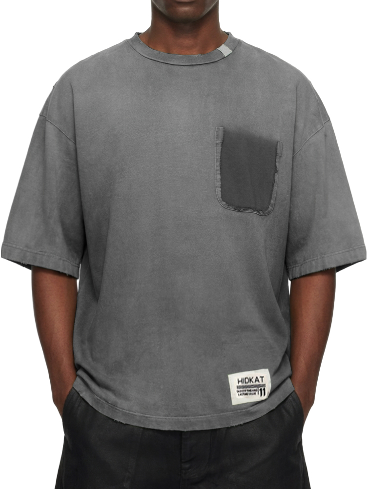 Men's Vintage Washed And Distressed Cotton Short Sleeved T-shirt