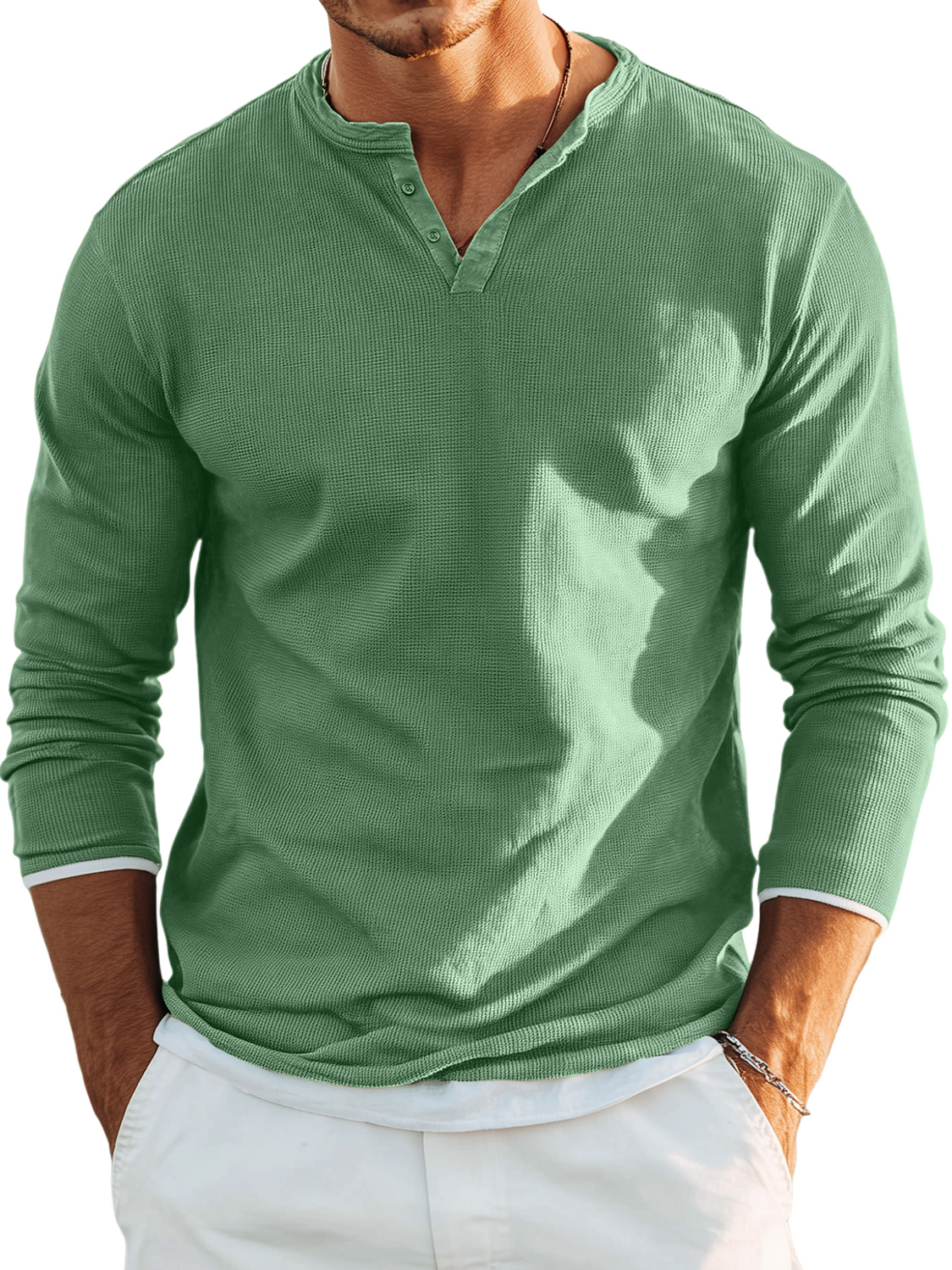 Men's Retro Casual Button Up Comfortable Solid Color Short Sleeve Henley Shirt