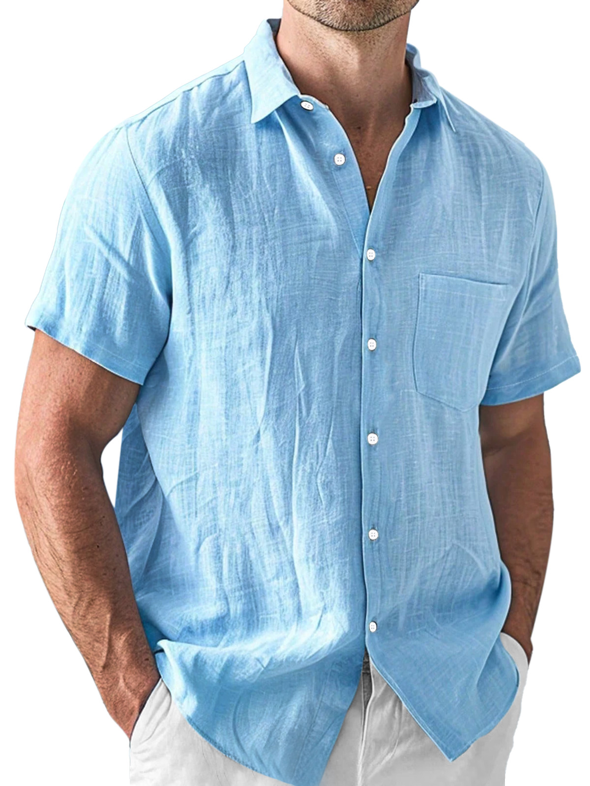 Men's Casual Daily Simple Lapel Short Sleeve Shirt