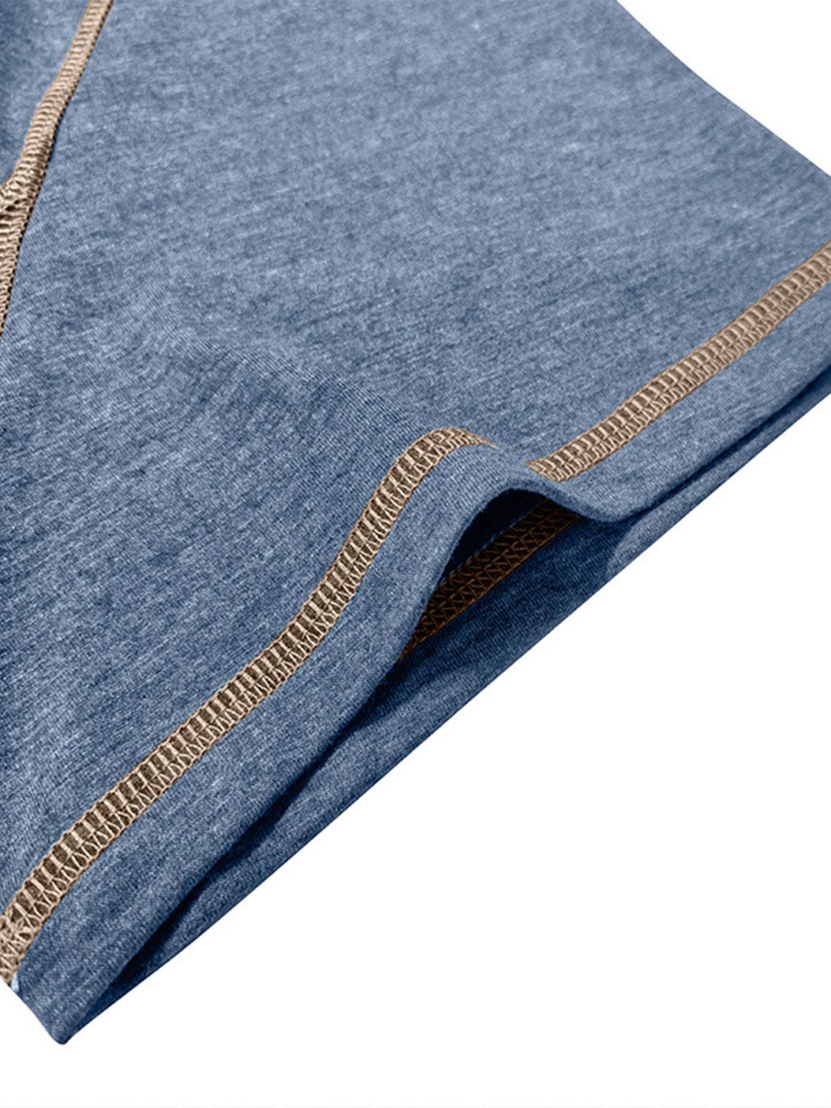 Men's Basic Casual Solid Color Stitching Design Round Neck Short-sleeved T-shirt