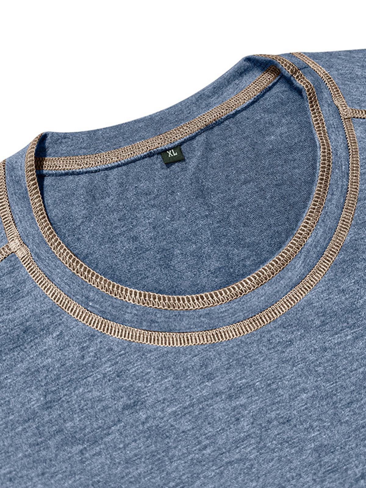 Men's Basic Casual Solid Color Stitching Design Round Neck Short-sleeved T-shirt