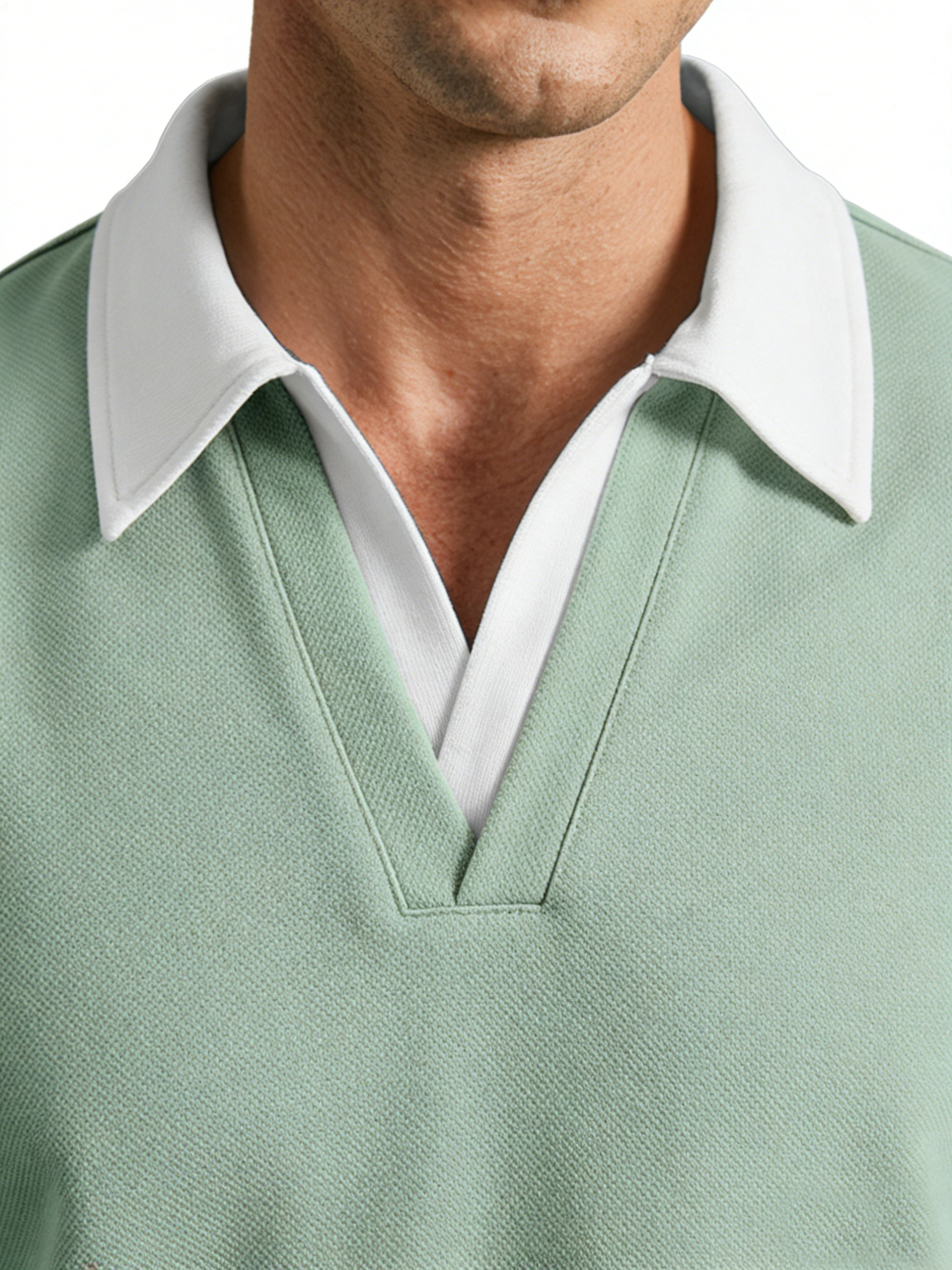 Men's Casual Fake Two-piece Contrasting Lapel Short-sleeved Polo Shirt