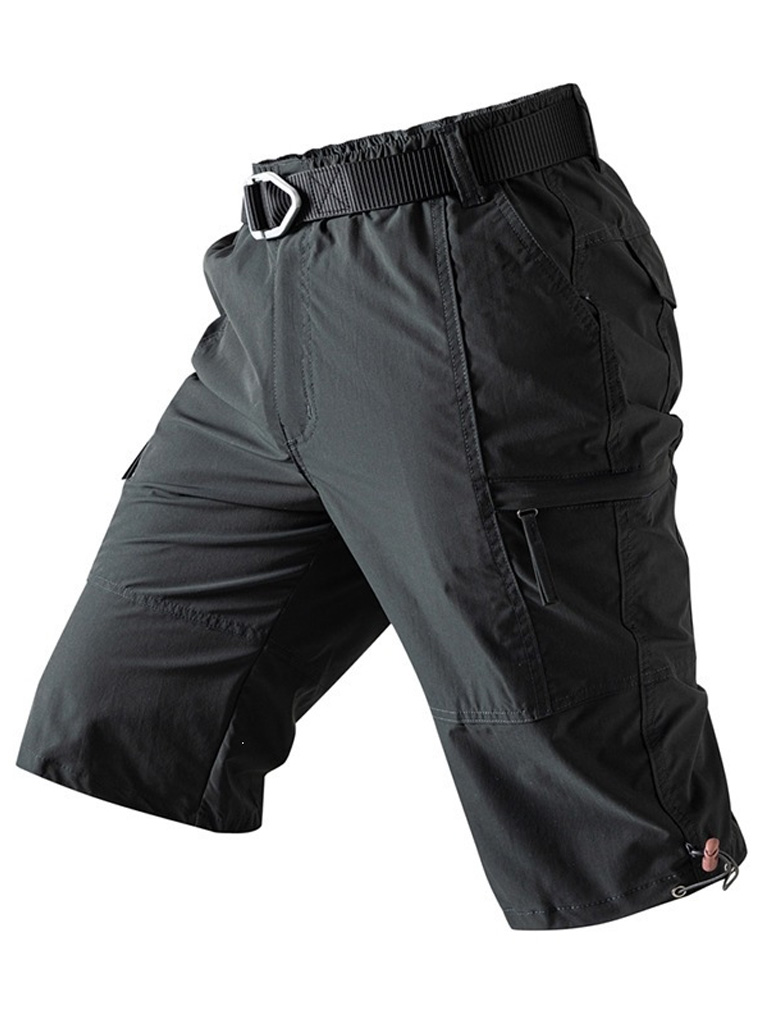 Men's 100% Cotton Multi-Pocket Zipper Casual Cargo Shorts