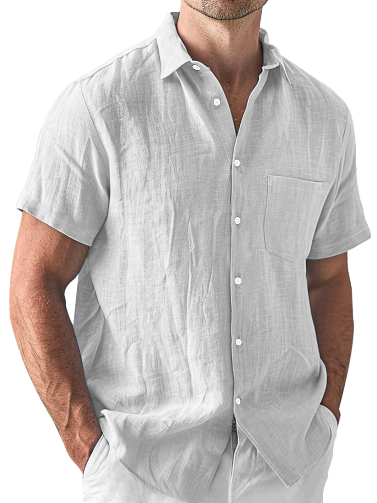 Men's Casual Daily Simple Lapel Short Sleeve Shirt