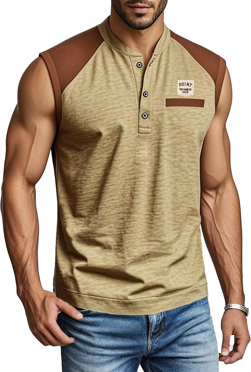 Men's Fashion Outdoor Sports Splicing Logo Vest
