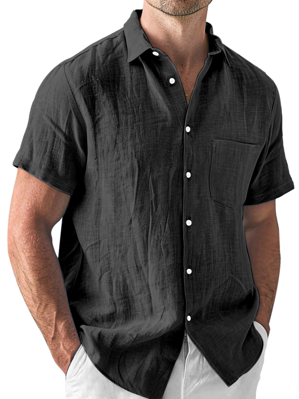 Men's Casual Daily Simple Lapel Short Sleeve Shirt