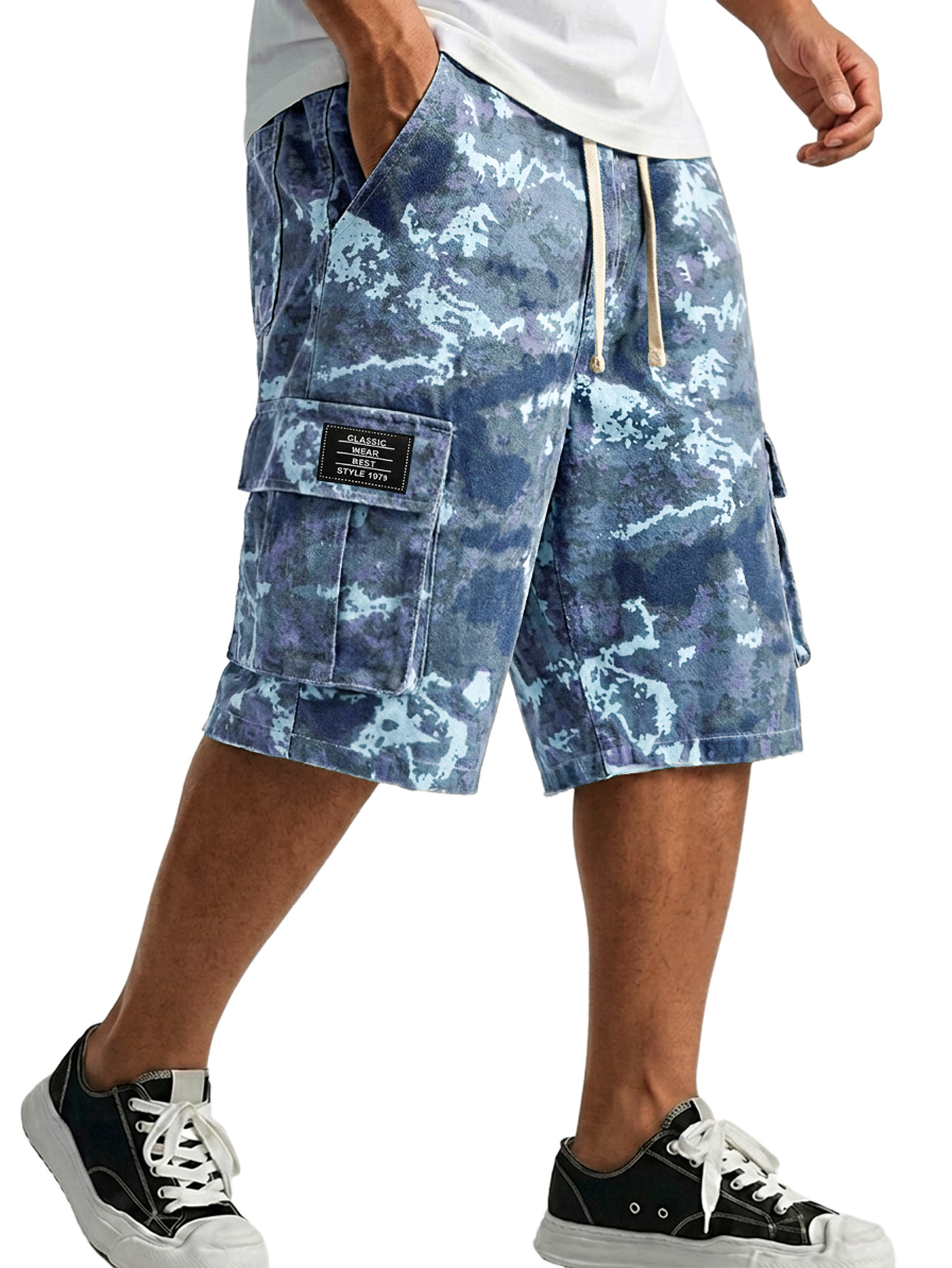 Men's Multi-pocket Camouflage Embroidered Logo Casual Work Shorts