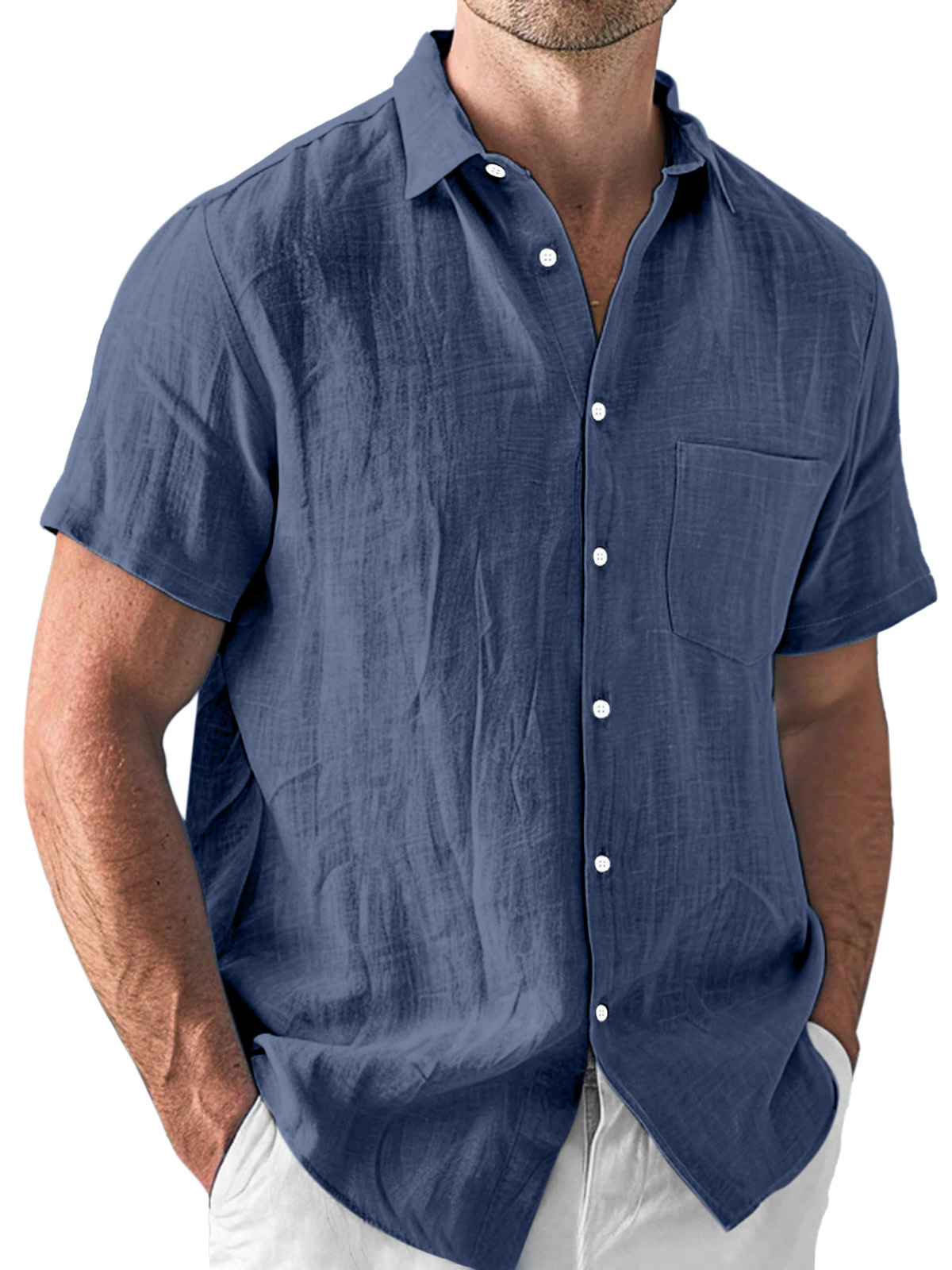 Men's Casual Daily Simple Lapel Short Sleeve Shirt