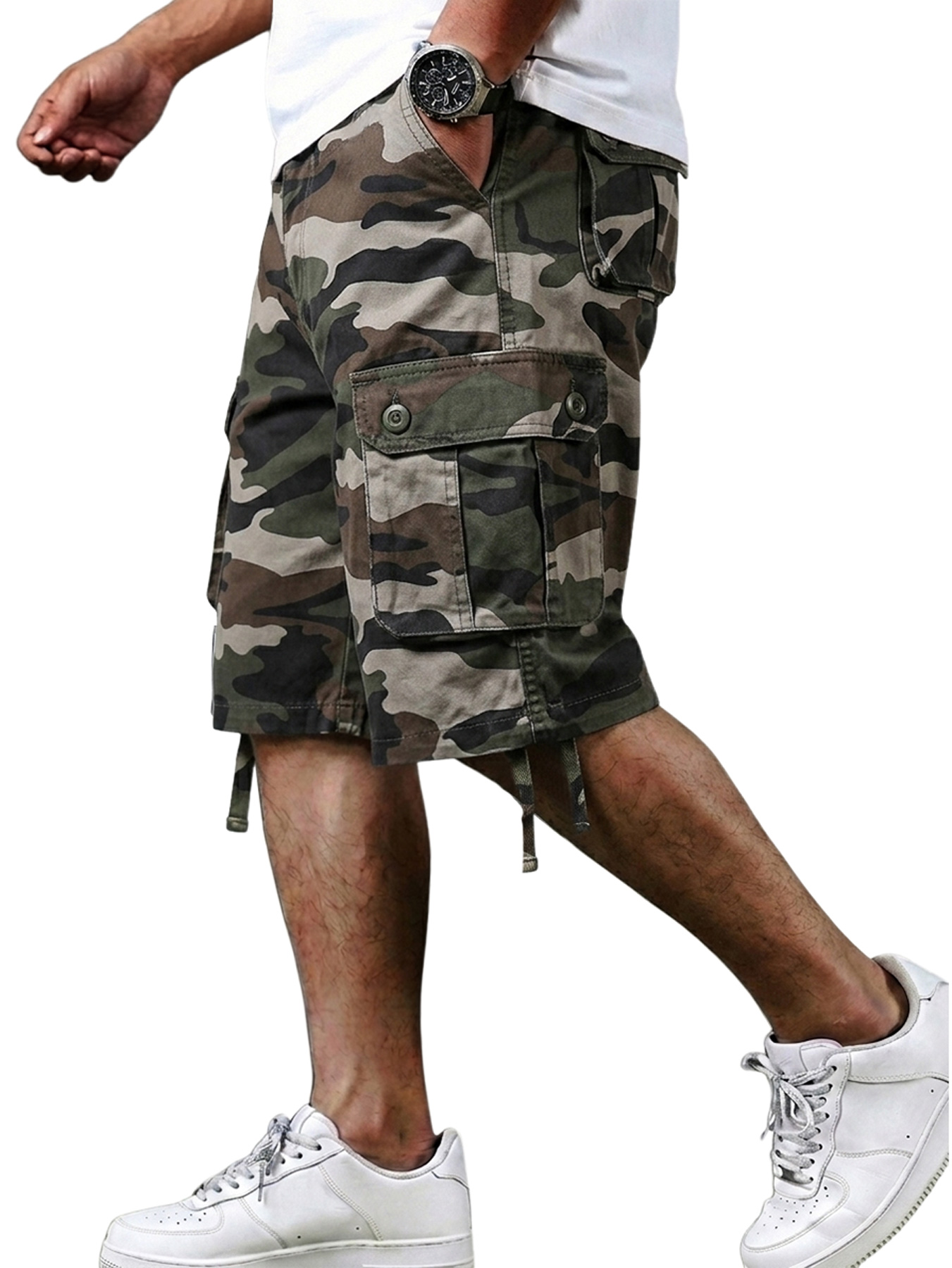 Men's Pure Cotton Camouflage Multi-pocket Casual Work Shorts