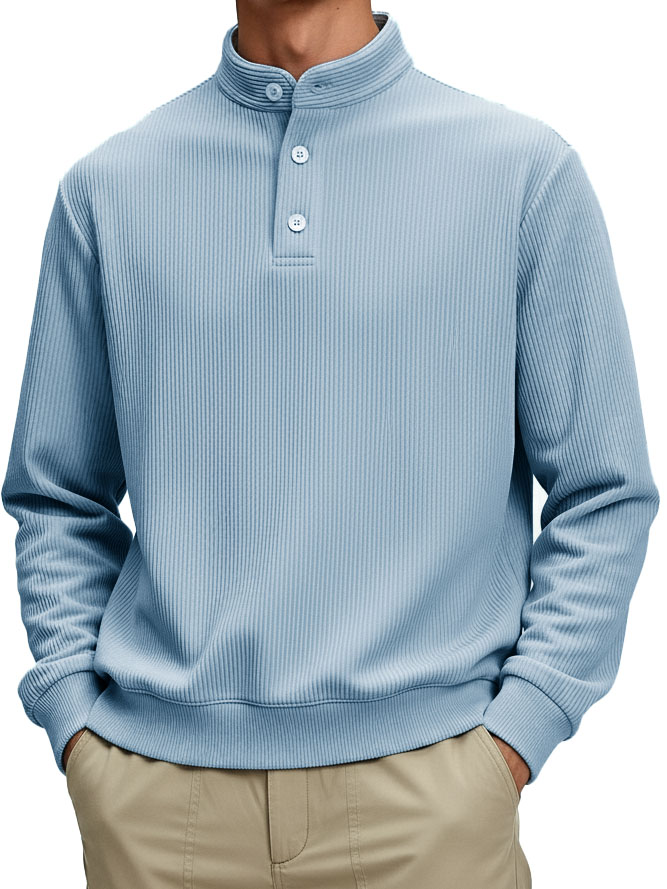 Men's Fashionable Casual Retro Stand Collar Long-Sleeved Top