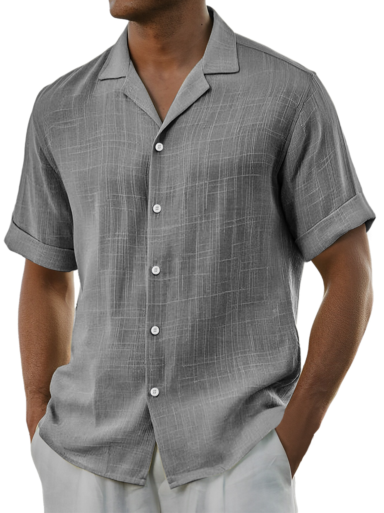 Men's Daily Cotton And Linen Comfortable Casual Short-sleeved Shirt