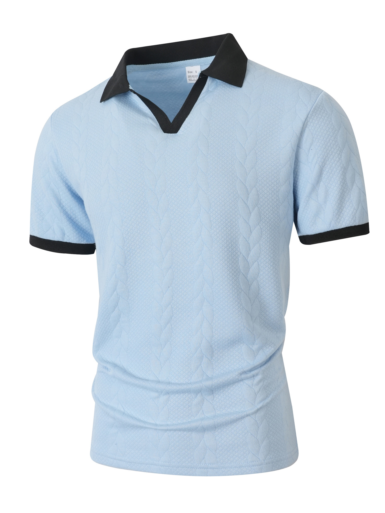 Men's Daily Contrast Jacquard Short Sleeve Polo Neck T-shirt